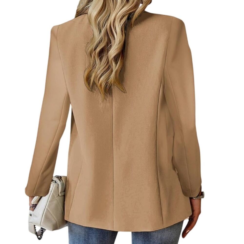 Mina Self Blazer Lined Single Button Camel SZ M N… - image 2